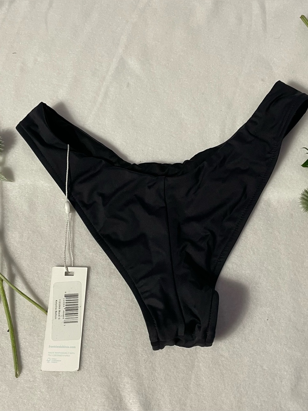 NWT Frankie’s Bikinis Black High Cut Bottom